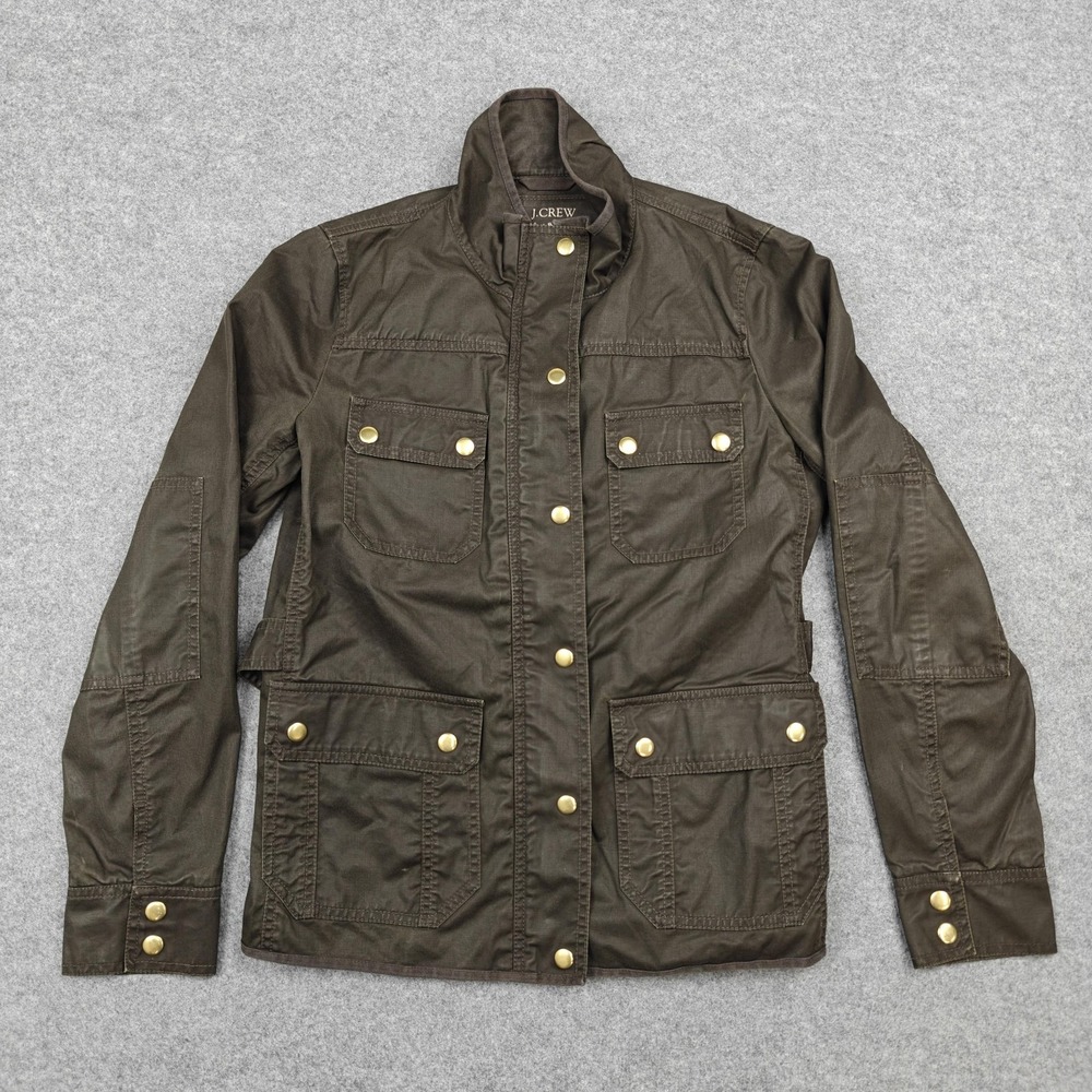 J. Crew Factory Olive Green waxed cotton Military Field Jacket for women